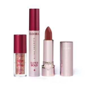 Combo Niina Secrets: Batom Cremoso Love You 3g + Delineador Crystal Brilho 3g + Máscara para Cílios Super Bold 10g